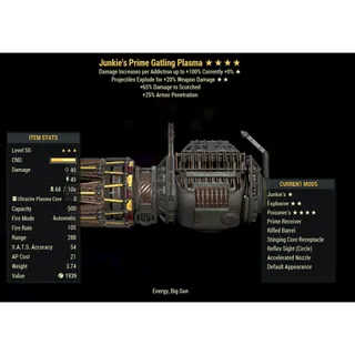 ( PC ) Injected Effect | LVL 50 | Gatling Plasma | ★ Junkies ★★ Explosive ★★★★ Poisoner's | Poison |