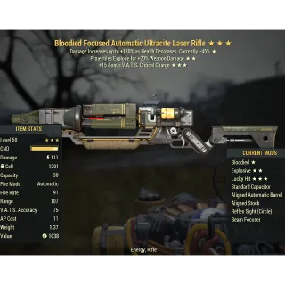 Bloodied Ultracite Laser Rifle E,+15