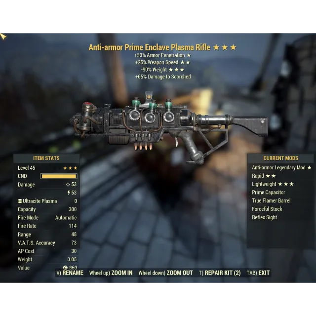 Anti-Armor Enclave Rifle AA,25%,90% - Fallout 76 Game Items - Gameflip