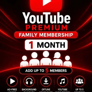 YouTube Premium Family Plan 1 Month | Fresh Account | Instant Activation | Add Up to 5 Members
