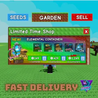 🌱 GROW A GARDEN: Elemental Containeri - 20 Containers