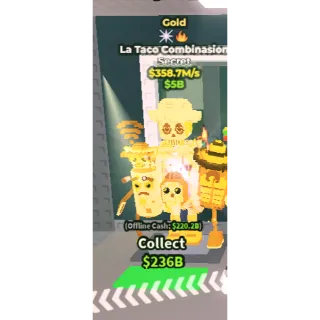 Steal a brainrot La Taco Combinasion GOLD 2 MUTS 358M/S