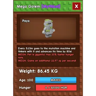 Grow a Garden 4x 80KG+ TITAN Golem