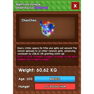 Rainbow Hatched RBH Dilophosaurus 60+ kg 