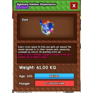 61KG NM RBH DILO / NIGHTMARE RAINBOW HATCH DILO