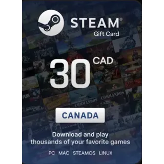 $30.00 CAD steam card