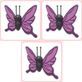 3x Purple Butterfly