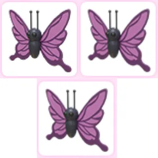 3x Purple Butterfly