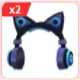 2x Blue Cat Ear Headphone