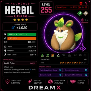 Herbil any skill / level palworld