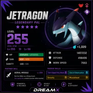 Palworld Jetragon Every Skill / level