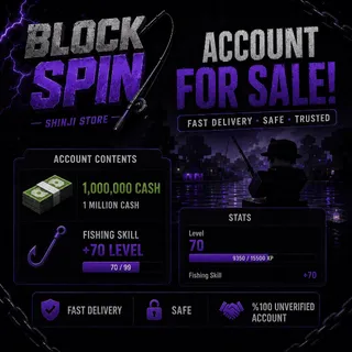 Block Spin | Account With 1M+ Cash 💵 | 70 Level Fishing  | Instant Delivery 🚀