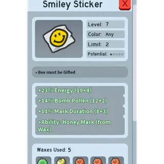 11% Mark Duration / Honey Mark | Smiley Sticker | BSS | Bee Swarm Simulator