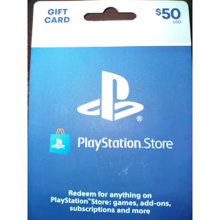 $50.00 USD PlayStation Gift Card United States of America 