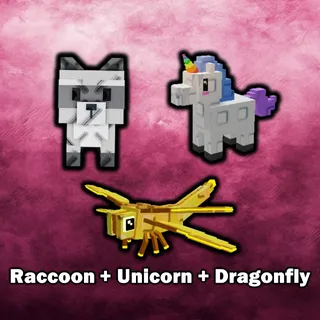2x Raccoon + 2x Unicorn + 2x Dragonfly