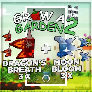 Grow a Garden 2 - Dragon's Breath x3 + Moon Bloom Seed x3