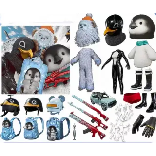 PUBG winter fullset everything on picture see description|Jolly surprise|Yeti or not|Wicked Waddle|Furious Fluff|Frozen asset
