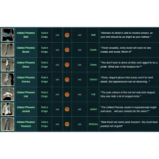 Seas of thieves|Gilded Phoenix Set :Clothing & vanity | see description| EXCLUSIVE Twitch