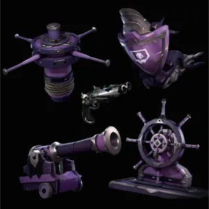 Seas of thieves|Support a streamer Amethyst Mercenary :Cannon,wheel,anchor rotator|Ebon double barrel pistol,ship head