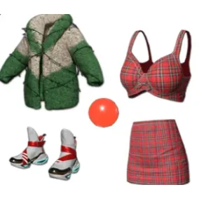 pubg FESTIVE SET Jacket shoes  tops  Skirt and red nose 