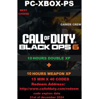 10 Hours Double XP + 10 Hours Weapon XP