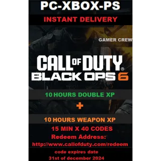 10 Hours Double XP + 10 Hours Weapon XP