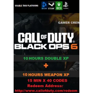 Call of Duty: Black Ops 6 - 10 Hours DOUBLE XP + 10 Hours Weapon XP