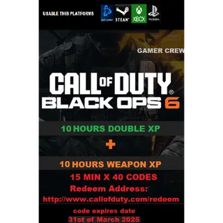 Call of Duty: Black Ops 6 - 10 Hours Double XP Boost