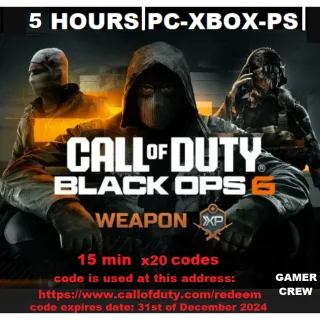 Weapon XP 5 Hours