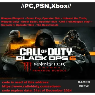 COD Black Ops 6 Monster Energy Rewards