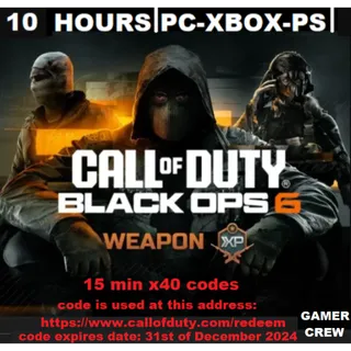 Weapon XP 10 Hours