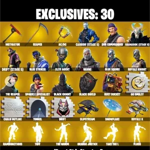 FORTNITE ACCOUNT 61 SKINS [ Black knight, Elite agent, The reaper, Floss, Take the L ]