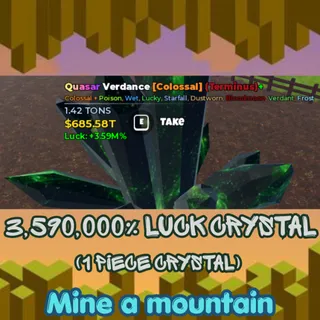 3,590,000% Luck Crystal | Mine a mountain