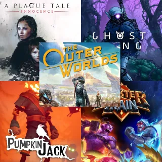 5 Games bundle: Outer worlds + Plague Tale + Dishonored + Pumpkin Jack + Ghost Song 