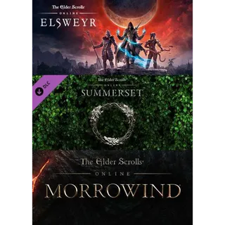 The Elder Scrolls Online Base game + Morrowind, Summerset, and Elsweyr Chapters.