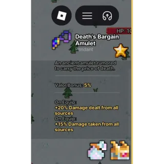 DEATH BARGAIN AMULET PIXEL QUEST LEG