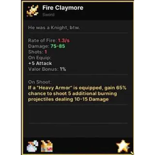 FIRE CLAYMORE PIXEL QUEST LEGENDARY