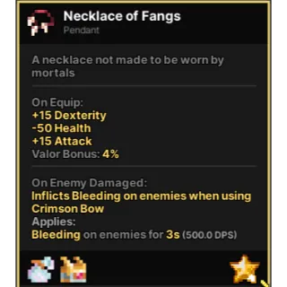NECKLACE OF FANGS PIXEL QUEST LEGENDARY