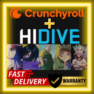 Crunchyroll MegaFan + Hidive Premuim 6 Months Subscription Global warranty 100%