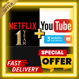 Netflix 1-Year + YouTube Premium 3-Month Bundle – Ultimate Entertainment Package