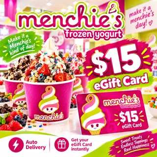 $15.00 USD Menchie’s eGift Card – Auto Delivery