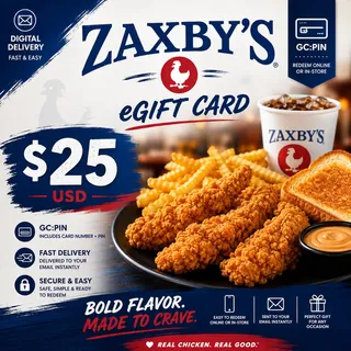 $25.00 USD  Zaxby’s 