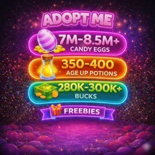 7M-8.5M+ Candy Eggs | 350-400+ Age Up Potions | 280K–300K+ Bucks -  Adopt Me Account