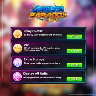 All Gamepasses - Anime Paradox