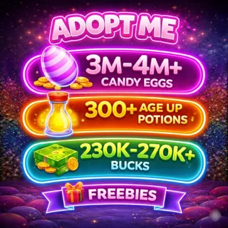 3M–4M+ Candy Eggs | 300+ Age Up Potions | 230K–270K+ Bucks -  Adopt Me Account