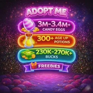 3M–3.4M+ Candy Eggs | 300+ Age Up Potions | 230K–270K+ Bucks -  Adopt Me Account