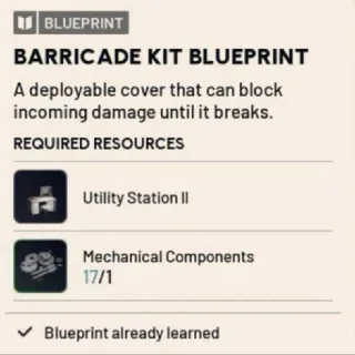 Barricade Kit Blueprint