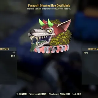 glowing blue devil mask
