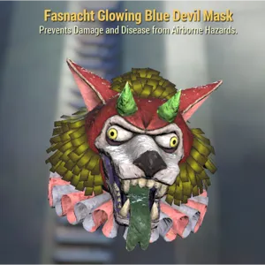 glowing blue devil mask