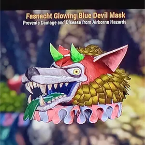 glowing blue devil mask